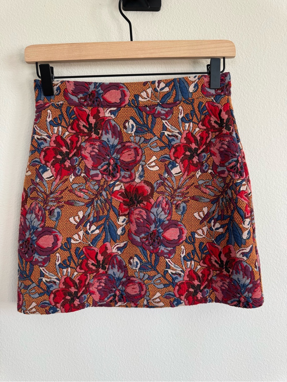 Maeve Anthropologie Floral Tapestry Mini Skirt Boho Artsy Jaquard XS